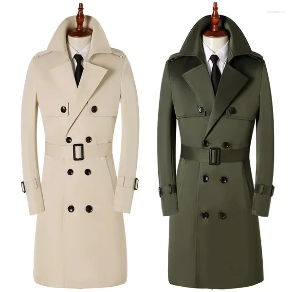 Мужские траншеи пальто для мужчин весной осень средней длины британская повседневная корейская стройная модная универсальная двухбортная