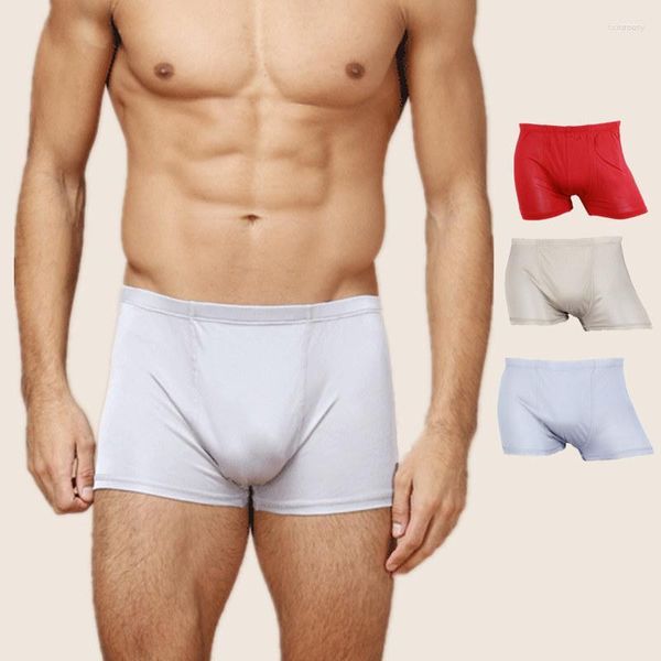 Underpants Birdsky 3pcs Natural Mulberry Silk Men's Boxer Shorts Underwear Mid Waist Quick Dry 3 Solid Colors. HM-06
