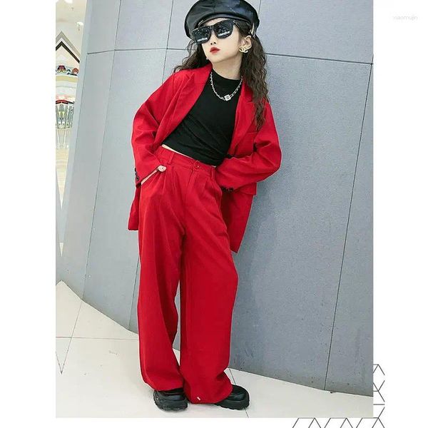 Kleidung Sets Teenager Mädchen Lose Blazer Hosen Zwei Stück Anzug Für Kinder Casual Kinder Mädchen Hip-Hop-Tanz Outfits 12 13 Y