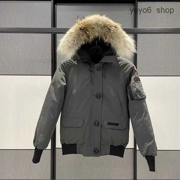 Kanadische Herren-Pilot-Daunenjacke, echtes Wolfsfell, mit Kapuze, Canvas, Canda Goose, warme Gänsejacke, dicke Oberbekleidung, Designer-Damen-Wintergansmantel 2 Igcp IGCP