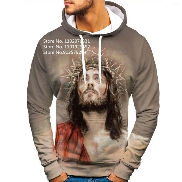 Hoodies masculinos cristão jesus hoodie 3d impresso moletom masculino/feminino manga longa deus com capuz pulôver hip hop