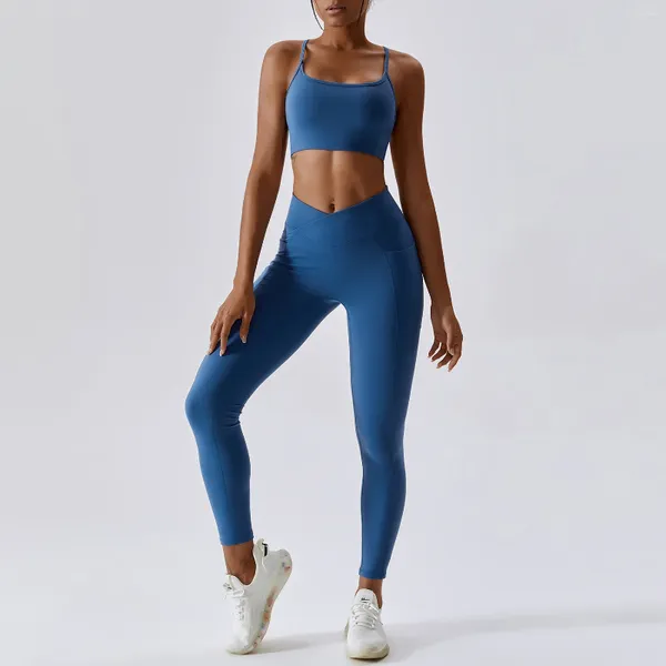 Kadınlar İki Parçalı Pantolon Kalça Asansör Gym Legging Hızlı Kuru Nefes Alabilir Spor Taytları Setleri Güzellik Back Womens 2 Kıyafet Seti