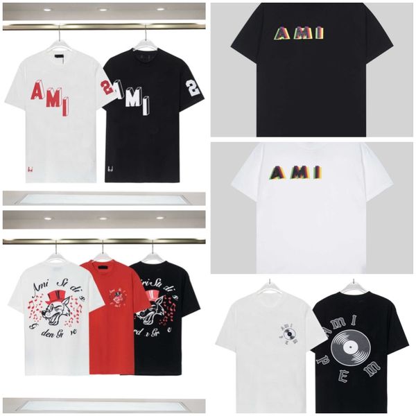 Herren-T-Shirts, Designer-T-Shirt, Ami, Sommer, Rundhalsausschnitt, Buchstabe, luxuriöses Rundhals-Hemd, Baumwoll-Top, Freizeithemd, Weiß, stilvoll und Damengröße Sxl