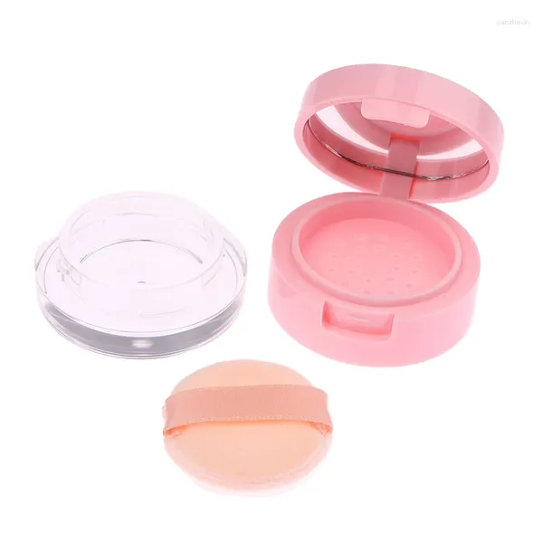 Lagerung Flaschen 1PC Tragbare Kunststoff Pulver Box Leere Lose Behälter mit Sieb Spiegel Kosmetische Sifter Jar Reise Make-Up