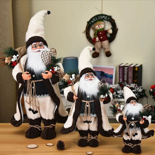 Decorazioni natalizie 45/30 cm Grandi bambole di Babbo Natale Ornamenti Statuina di Babbo Natale in piedi Forniture per feste di nozze per la casa Regalo dell'anno 231025