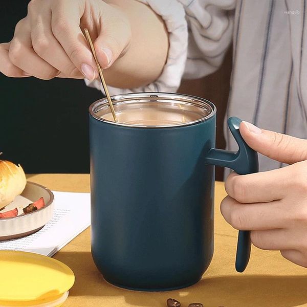 Bottiglie d'acqua Tazza da caffè in acciaio inossidabile 304 Tazza termica portatile da 450 ml Bicchiere da viaggio Tazze da tè al latte Tazze da ufficio Colazione a casa