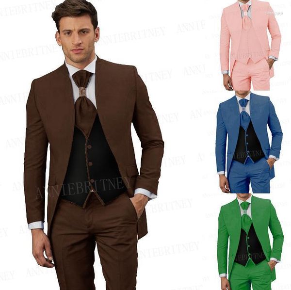 Herrenanzüge Herrenblazer Est Brauner Anzug Herren Frack Set Slim Fit Prom Hochzeit Bräutigam Ehe Kleidung Formelles Abendessen Blazer Weste