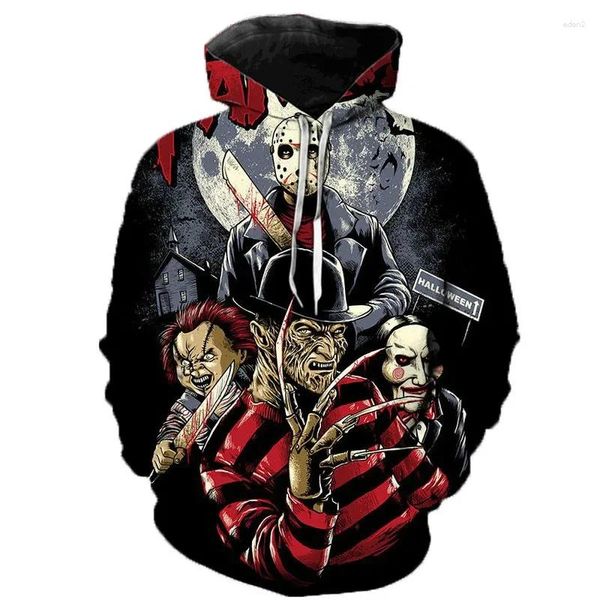 Hoodies masculinos filme de terror halloween michael myers 3d impresso e moda feminina casual crianças pullovers roupas de treino