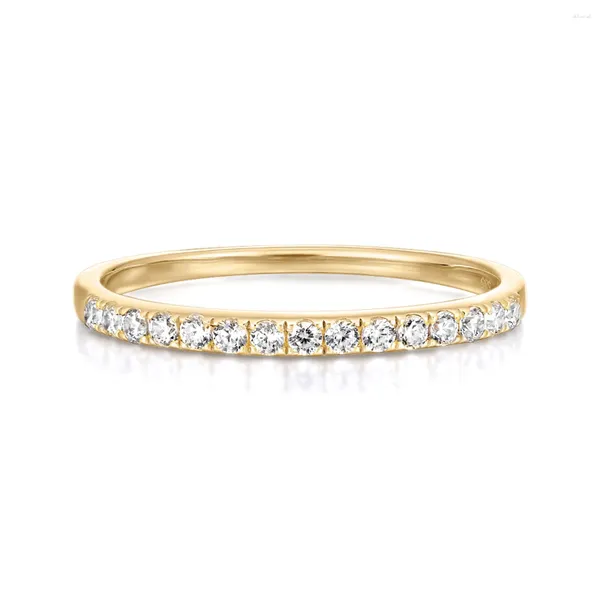 Кольца кластера Изысканные ювелирные изделия Минималистичный настоящий натуральный бриллиант 14-каратного желтого золота Обручальное кольцо для изящного женского пальца