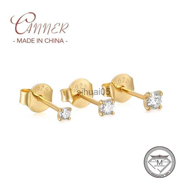 Stud CANNER 3 pz / set Bling Moissanite Orecchino di diamanti per le donne Orecchini in argento sterling 925 Osso dell'orecchio Lobo dell'orecchio Piercing Jewerly YQ231026