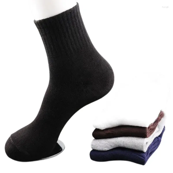 Herrensocken 5 Paare/los Einfarbige Platte im Rohr Herbst und Winter Baumwolle GNW0011