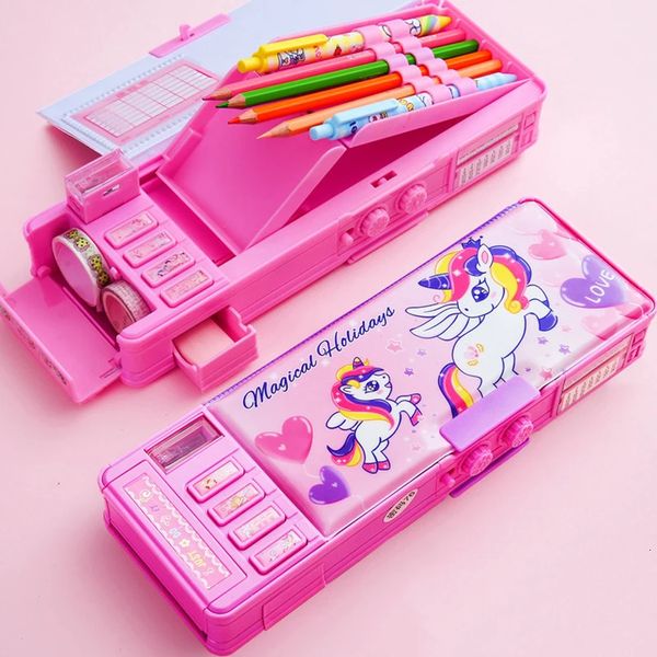 Sacos de lápis Casos de unicórnio para meninas Deformação Pencilcase Kawaii Papelaria Caixa Estuche Escolar Kalem Kutusu Cute Case 231025