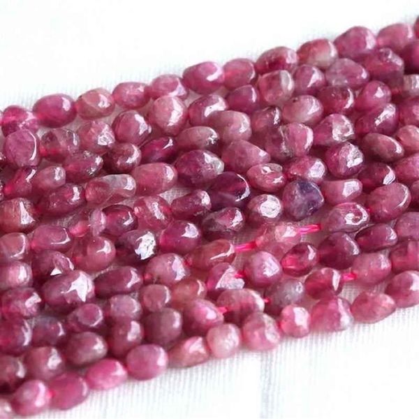 Desconto Alta qualidade natural genuíno rosa turmalina pepita contas soltas forma 5-6mm ajuste jóias 036832380