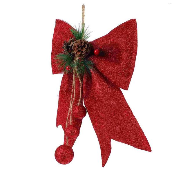 Dekoratif çiçekler Noel yay çan ağacı topper xmas bowknot süs çelenk çelenk için diy el sanatları düğün asılı dekorasyon