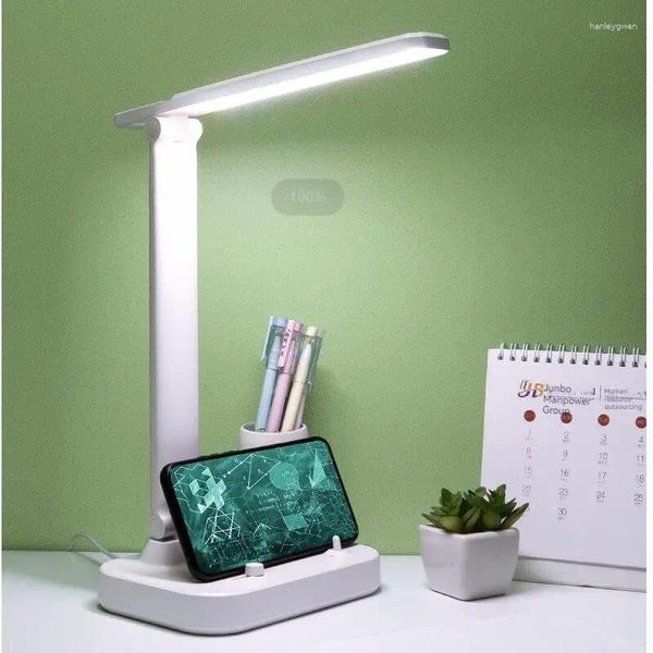 Lampade da tavolo DN 615 Lampada da scrivania ricaricabile e protezione occhi a LED con luce dimmerabile