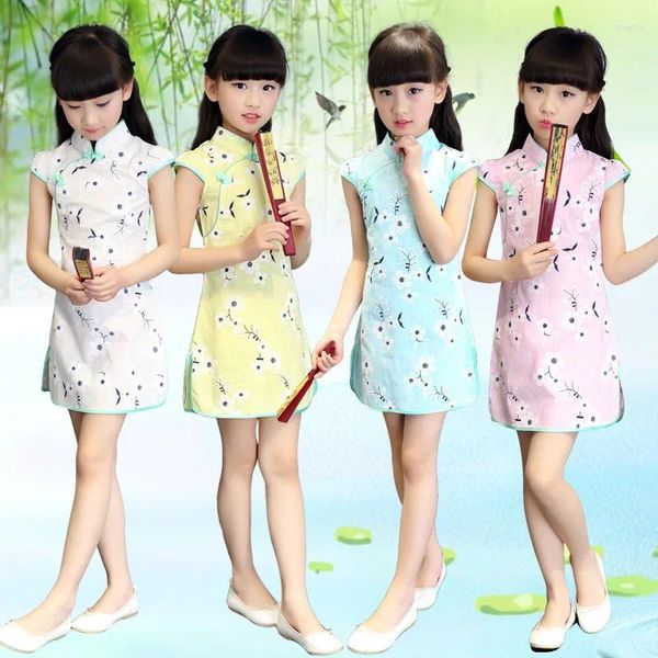 Ethnische Kleidung Baby Qipao Mädchen Kleider Kinder Chinesischen Stil Chi-pao Cheongsam Jahr Geschenk Kinder Tuch Traditionell