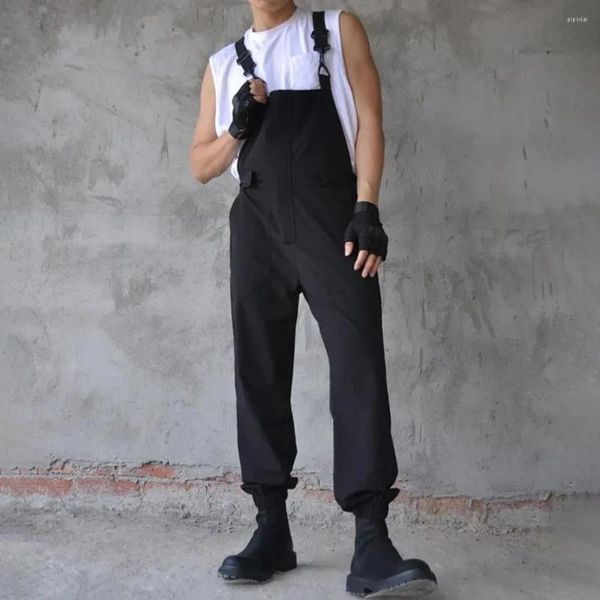 Мужские брюки, японский темный трендовый комбинезон 2023, осенняя мода, свободный хип-хоп, повседневный удобный простой однотонный рабочий комбинезон