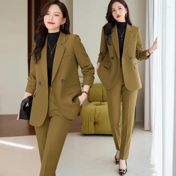 Frauen Zwei Stück Hosen Business Anzug Frühling Und Herbst 2023 Plus Größe Temperament Koreanischen Stil Casual Britischen Sui