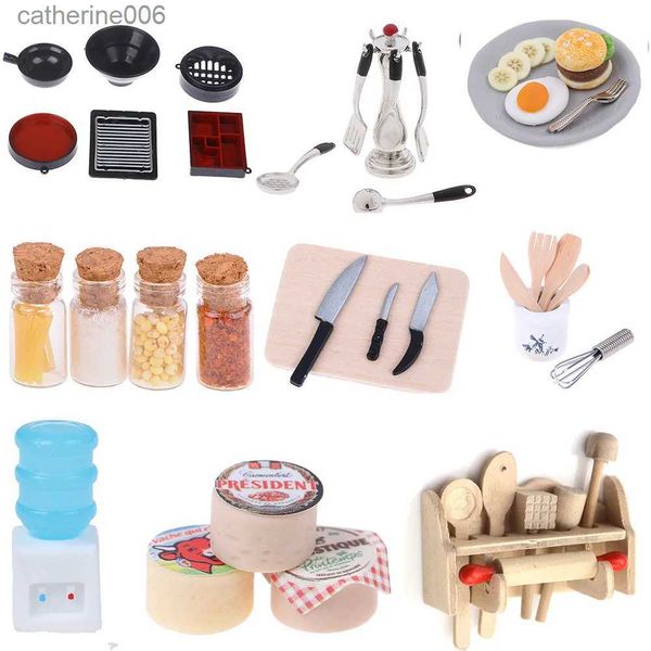 Küchen Spielen Essen 1set oder 1pc Puppenhaus Miniatur Zubehör Schaufel Suppe Löffel Lagerung Halter Küche Kochen Werkzeug Utensilien für Dekoration SpielzeugL231026