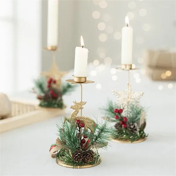 Castiçais de Natal Ferro Dourado Castiçal Janela Decorações de Mesa Festa de Férias Decoração de Casa