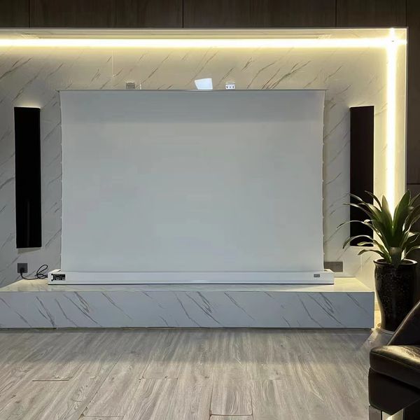2023 92-дюймовый напольный проекционный экран с моторизованным натяжением и белым экраном Cinema для домашнего кинотеатра HDR 3D 4K
