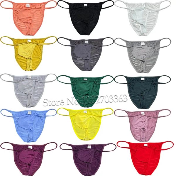 Slip bikini lucidi da uomo migliorano la biancheria intima con custodia rigonfia slip bikini elasticizzati in spandex mini boxer