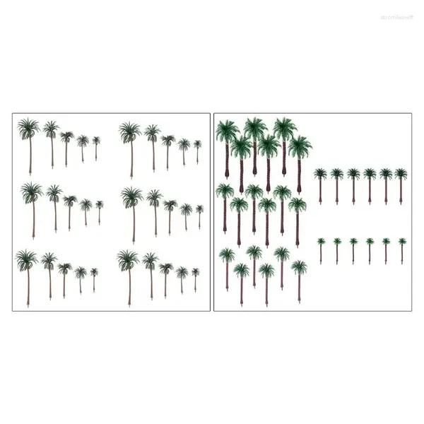 Flores decorativas 30 peças em miniatura para palmeiras modelo de escala de plástico árvore toque confortável presente armazenamento conveniente e durável para
