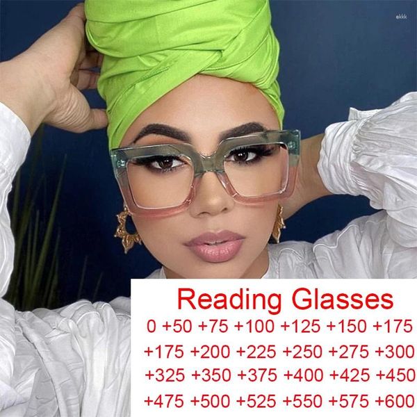 Occhiali da sole Fashion Square Anti Blue Light Occhiali da lettura Donna 2023 Trend elegante Occhiali da vista ottici Occhiali finiti Plus 3