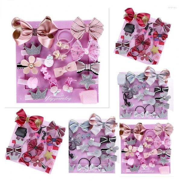 Haarschmuck Baby Niedlich 18 Teile/satz Kinder Säugling Prinzessin Haarnadel Mädchen Schleife Blumenmotive Clip Set Geschenkbox Requisiten