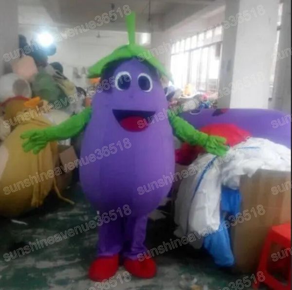 Costume da mascotte di melanzane di Halloween Personaggio a tema di cartoni animati di verdure di alta qualità Carnevale per adulti Taglia Natale Festa di compleanno Vestito operato per uomo Donna