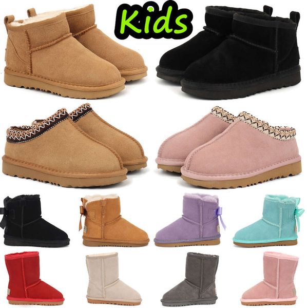 Kids Boots Kid Tasman Slippers Australia Children Snow Boot Winter Toddler Classic Ultra Mini Boys Booties Child Fur kid for Girls Baby with Bows rfe