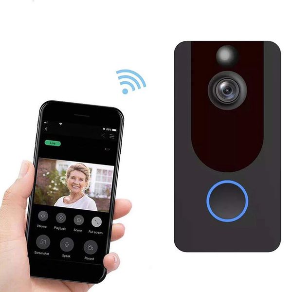 Mini-Kameras QZT Eken V7 Video-Türklingelkamera IP WIFI 1080P Wireless Smart Ring Intercom Home Security Türauge 231025