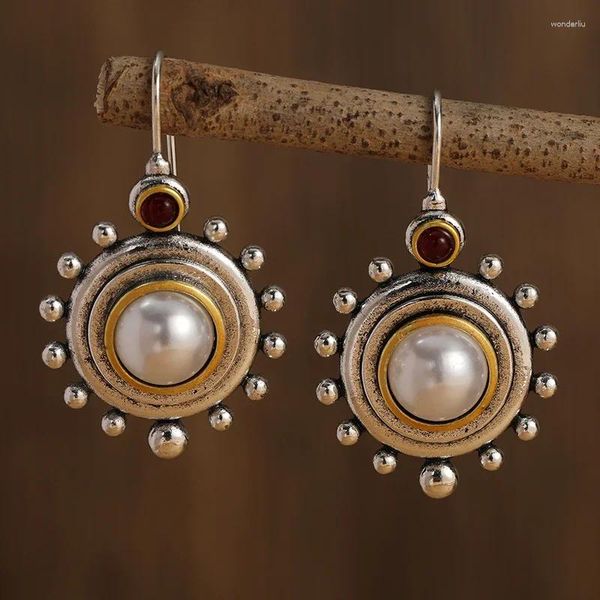 Brincos pendurados vintage gem geometria boêmio feminino jóias étnica tribal antigo eardrop avançado sentido nicho brinco pingente