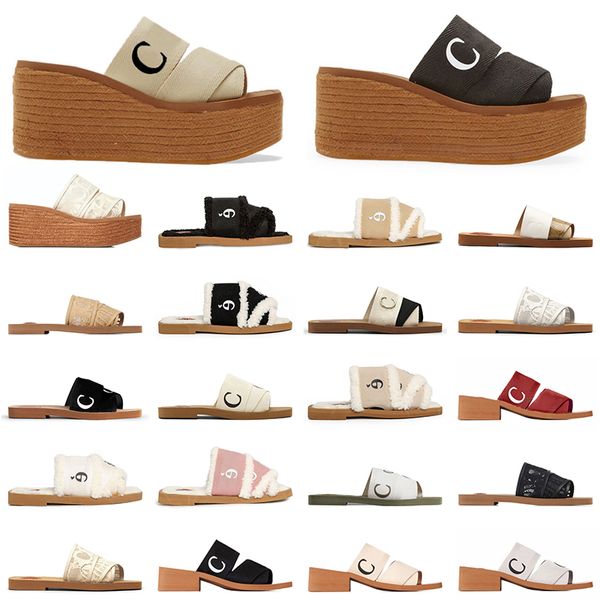 chloe chinelos de grife sliders slides sandálias de designer famoso mulheres mula plana amadeirada A assinatura O da Maison adorna a sola 【code ：L】slip-on faz essência plana verão