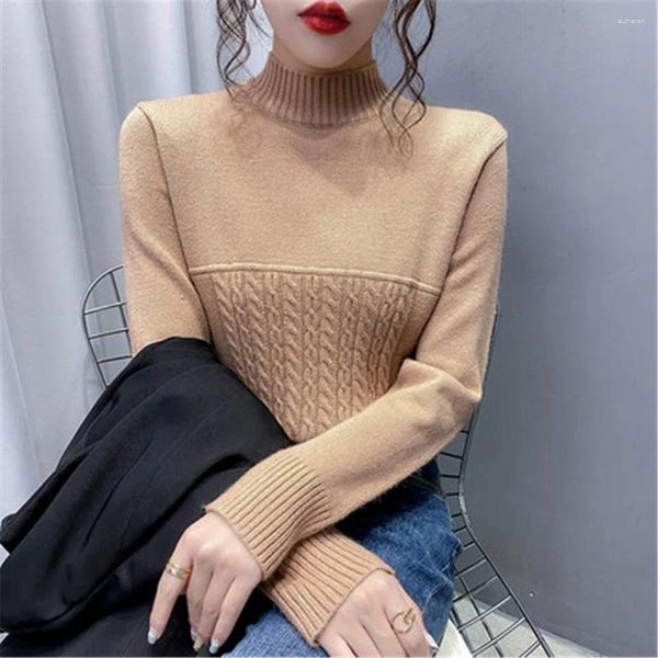 Maglioni da donna 2023 Cashmere Mezza dolcevita Donna Autunno Inverno Spessore caldo Pullover Slim Top maglione lavorato a maglia Jumper Soft Pull femminile