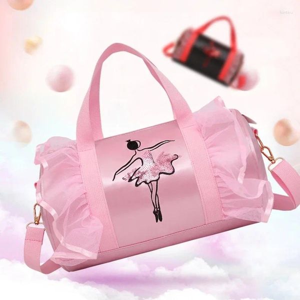 Вещевые сумки 2023, розовый спортивный рюкзак для балета и танцев для девочек, детский костюм, одежда, обувь, платье, сумка, дорожная сумка-подушка