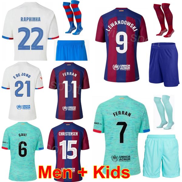 Uomo Bambini Club Soccer 9 Maglia Robert Lewandowski Set 27 Lamine Yamal 1 Marc Andre Ter Stegen 22 Ilkay Gundogan 23 Jules Kounde Ferran Torres Maglia da calcio Kit BaSai