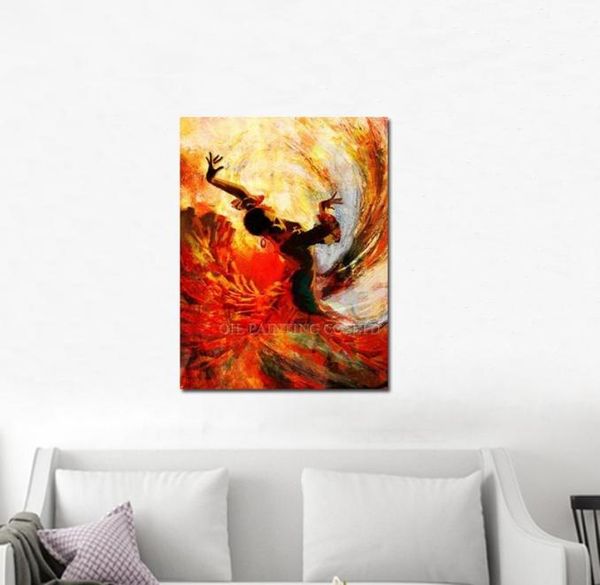 Top Artista fatto a mano di alta qualità astratta ballerina spagnola pittura a olio su tela che balla flamenco arte immagine5668191