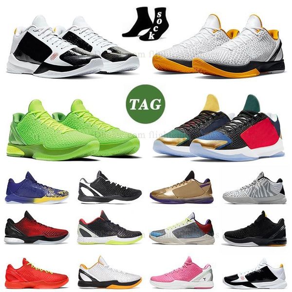 2024 Scarpe da basket mambas Protro 6 Grinch Bruce Lee Challenge Red Mamba Mambacita Pink Prelude White Playoffs Pack Del Sol Lakers 5 Rings designer Trainer Sneaker