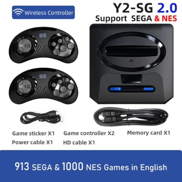 Controladores de jogo Joysticks 16 Bit Wireless Sega Game Console para Sega Mega Drive 2 Built-in 1913 NES Games para Sega Joystick Video Game Consoles 231025