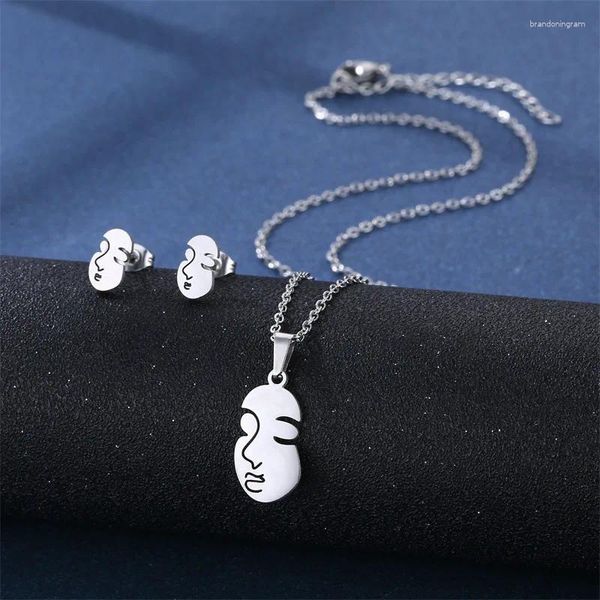 Halskette Ohrringe Set Hohlgesicht Anhänger Charms Ohrring basierend Edelstahl Anhänger für DIY Schmuckherstellung