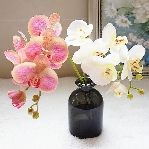 Dekoratif Çiçekler 70cm Yapay Kelebek Orchid 6 Çiçekler Çiçek Ev Yumuşak Dekorasyon Tesisi Duvar Sanatı