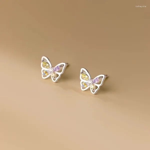 Brincos de garanhão 925 Sterling Silver Colorful Zircon Butterfly Para Mulheres Festa de Aniversário Moda Fina Jóias BSE807