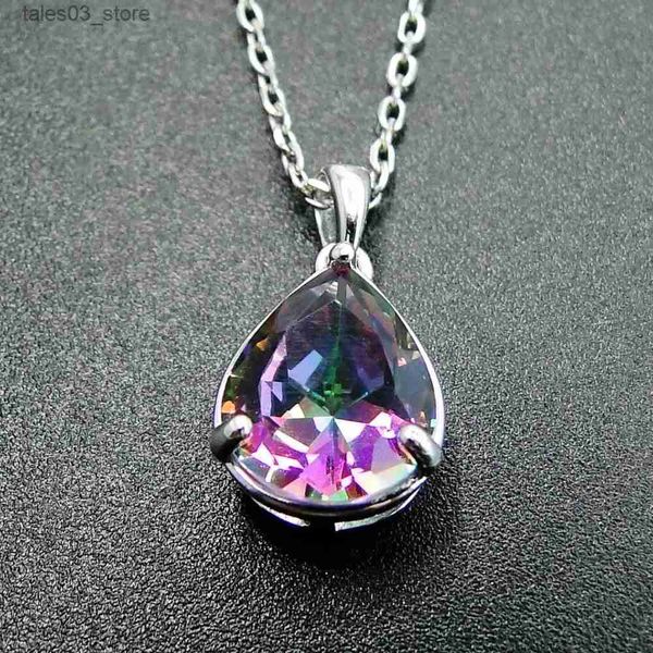 Anhänger Halsketten 925 Sterling Silber Anhänger 9x11mm Erstellt Regenbogen Mystic Topas Halskette Frauen Anhänger Hohe Qualität für Damen ohne Kette Q231026