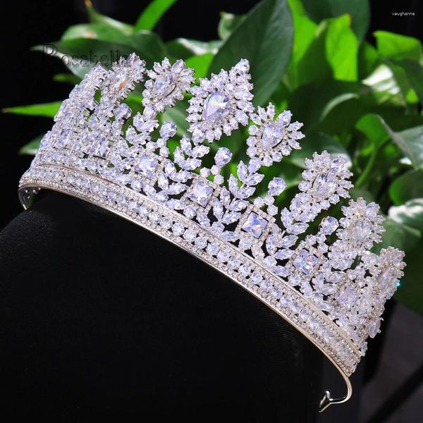 Haarspangen ROSABELLA Attraktive amerikanische glamouröse Kristallkronen Tiaras Zirkonia Kopfschmuck Braut Stirnband Hochzeit Kopfschmuck