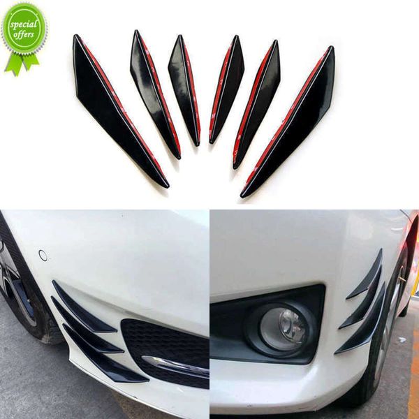 Neue 6 stücke Universal Schwarz Glanz Auto Styling Zubehör Auto Front Stoßstange Lippe Gummi Fin Splitter Spoiler Canard Wertigkeit körper Aufkleber