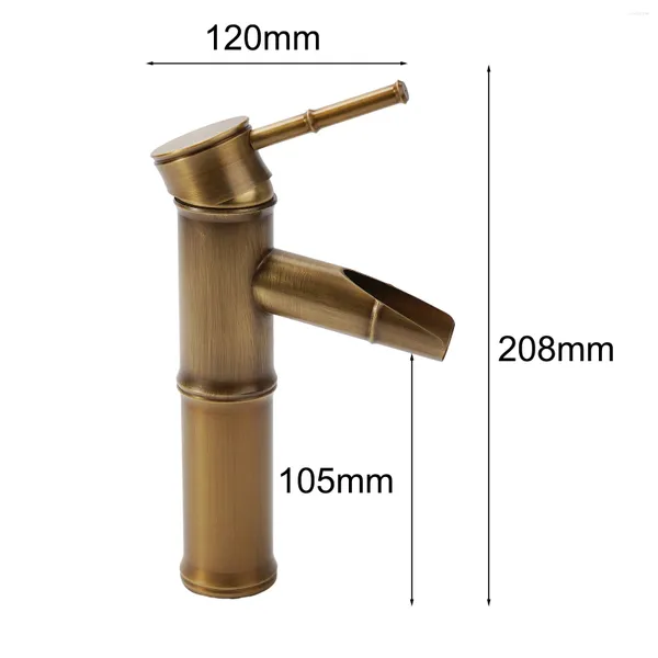 Rubinetti per lavandino del bagno Rubinetto per lavabo Ottone antico Miscelatore a forma di bambù Maniglia singola Filtro Impurità Accessori da cucina