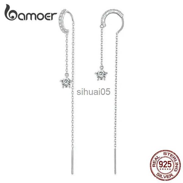 Stud Bamoer 925 Sterling Silber Wassertropfen Ohrringe Lange Quaste Ohrhaken für Frauen Valentinstag Geburtstagsgeschenk Edlen Schmuck YQ231026