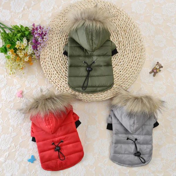 Cão vestuário casaco pequeno jaqueta à prova de vento quente acolchoado para baixo hoodie snowsuit moda roupas de inverno para gato filhote de cachorro chihuahua yorkie