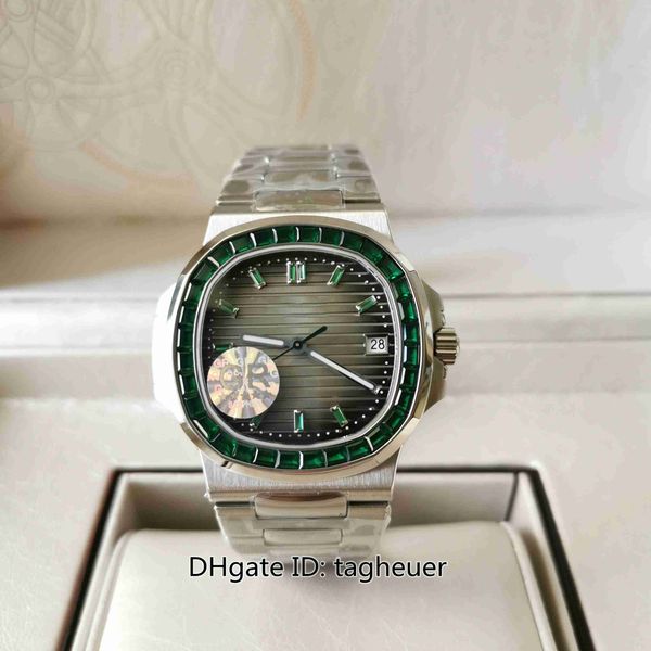 GR Factory Herrenuhr Super Qualität 40,5 mm Nautilus 5711/113P Green Embed Gem Diamond Uhren 904L Stahl CAL.324SC Uhrwerk Mechanische Automatik Herrenarmbanduhren